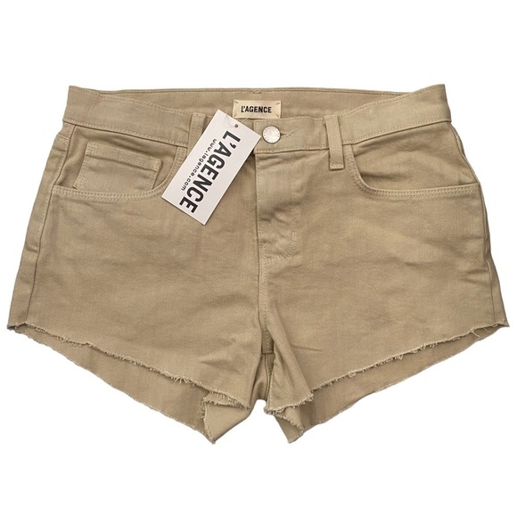 L'Agence Audrey Cut Off Cutoff Shorts Tan Beige Brown Denim Jean Shorts 25 - Picture 2 of 16
